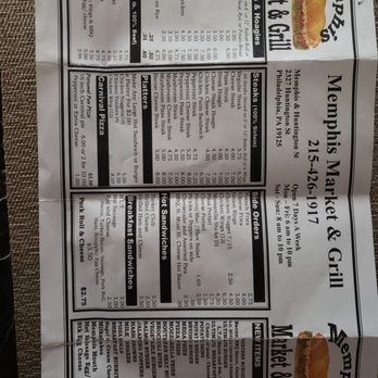 Memphis Market & Grill menu 1