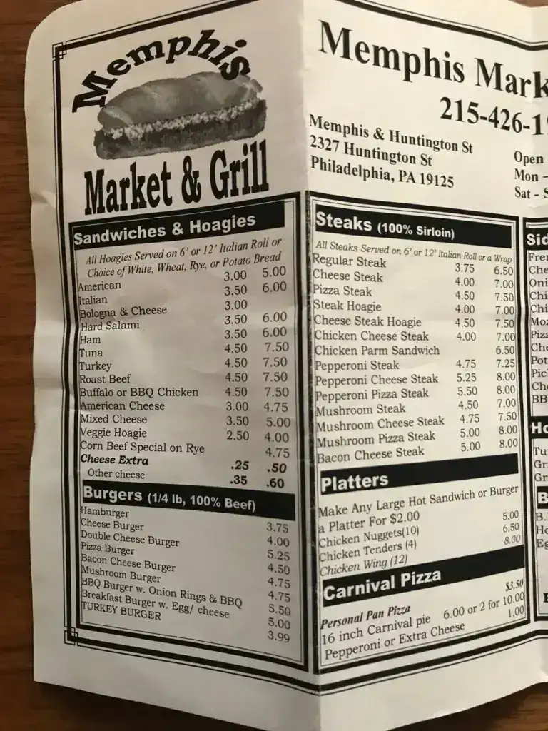Memphis Market & Grill menu 3