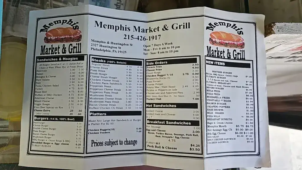 Memphis Market & Grill menu 4